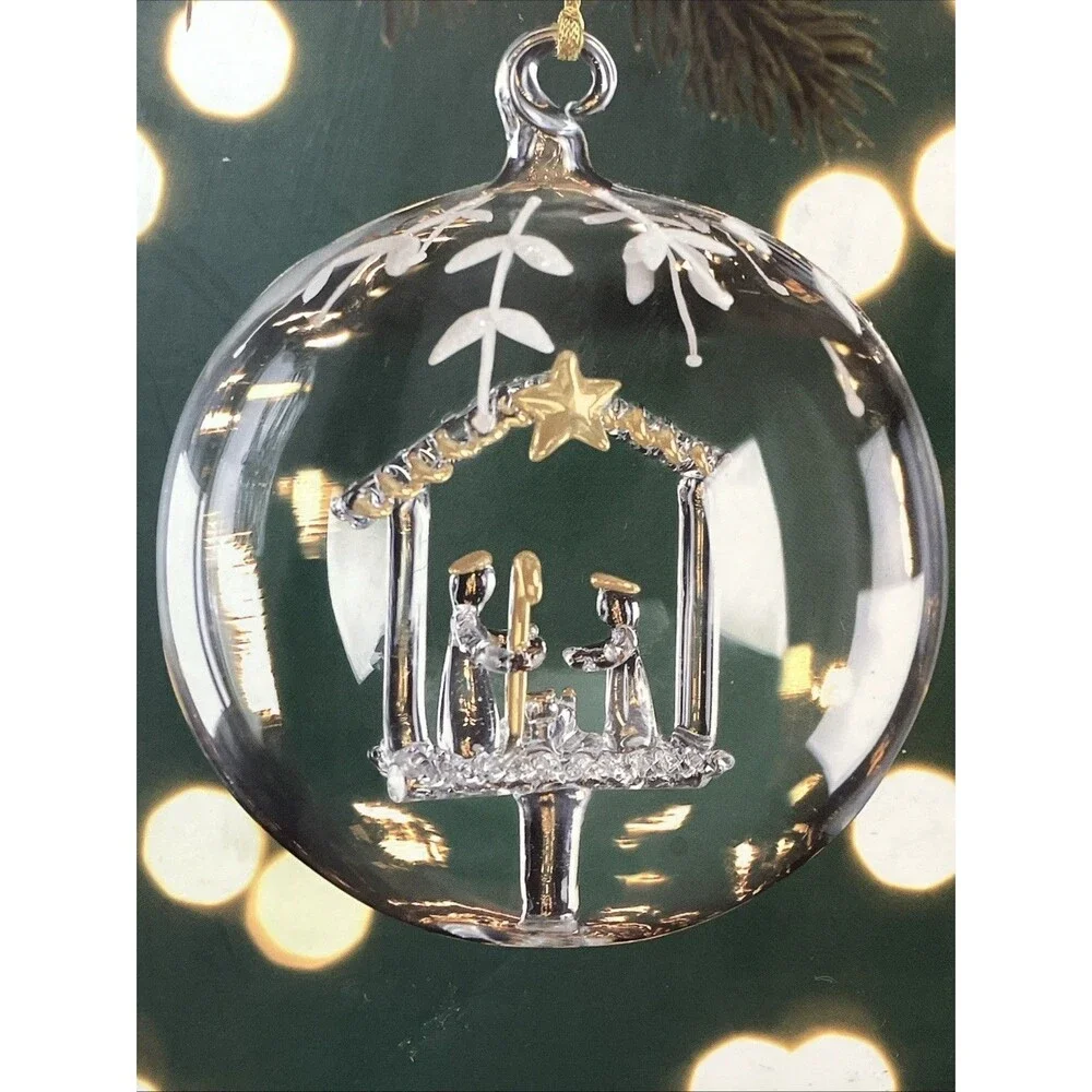 Lenox American by Design Crystal Wonder Nativity Scene Christmas Ornament 4 In